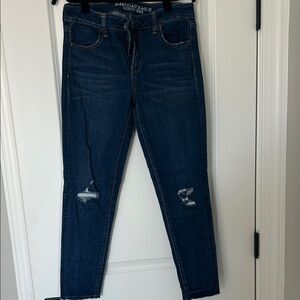 American Eagle Outfitters Dark Blue Cropped Jeans
